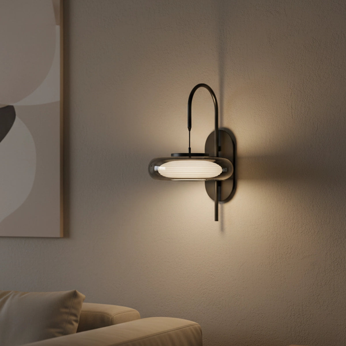 Aurora Arc Smoke Glass Wall Sconce