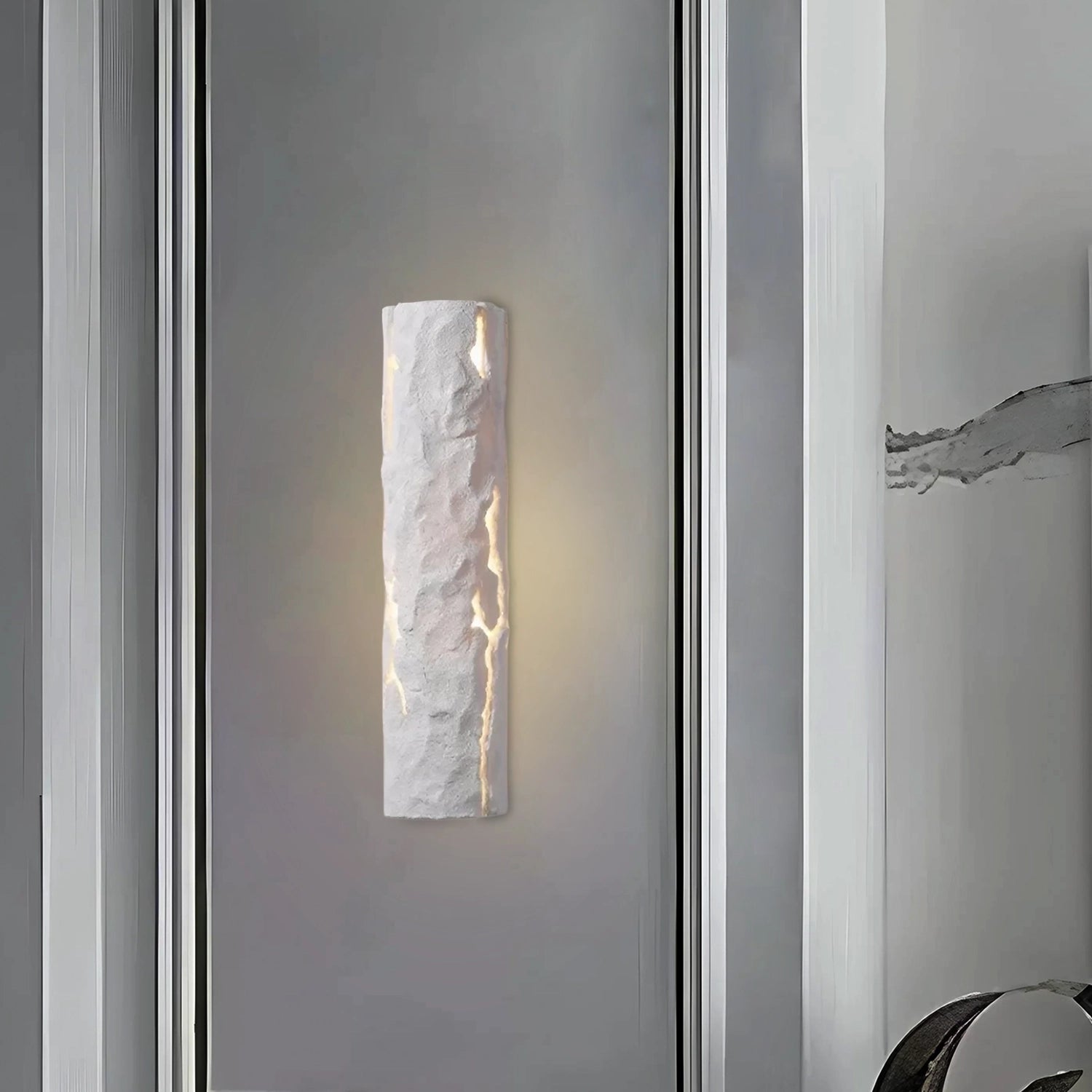 LumenCrag White Stone LED Wall Light