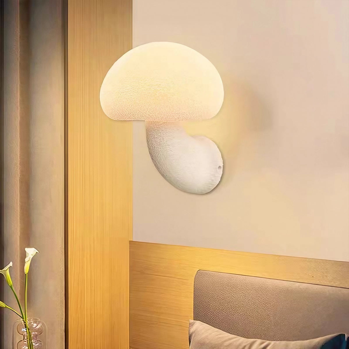 MushGlow Sculpted Resin Mushroom Wall Light