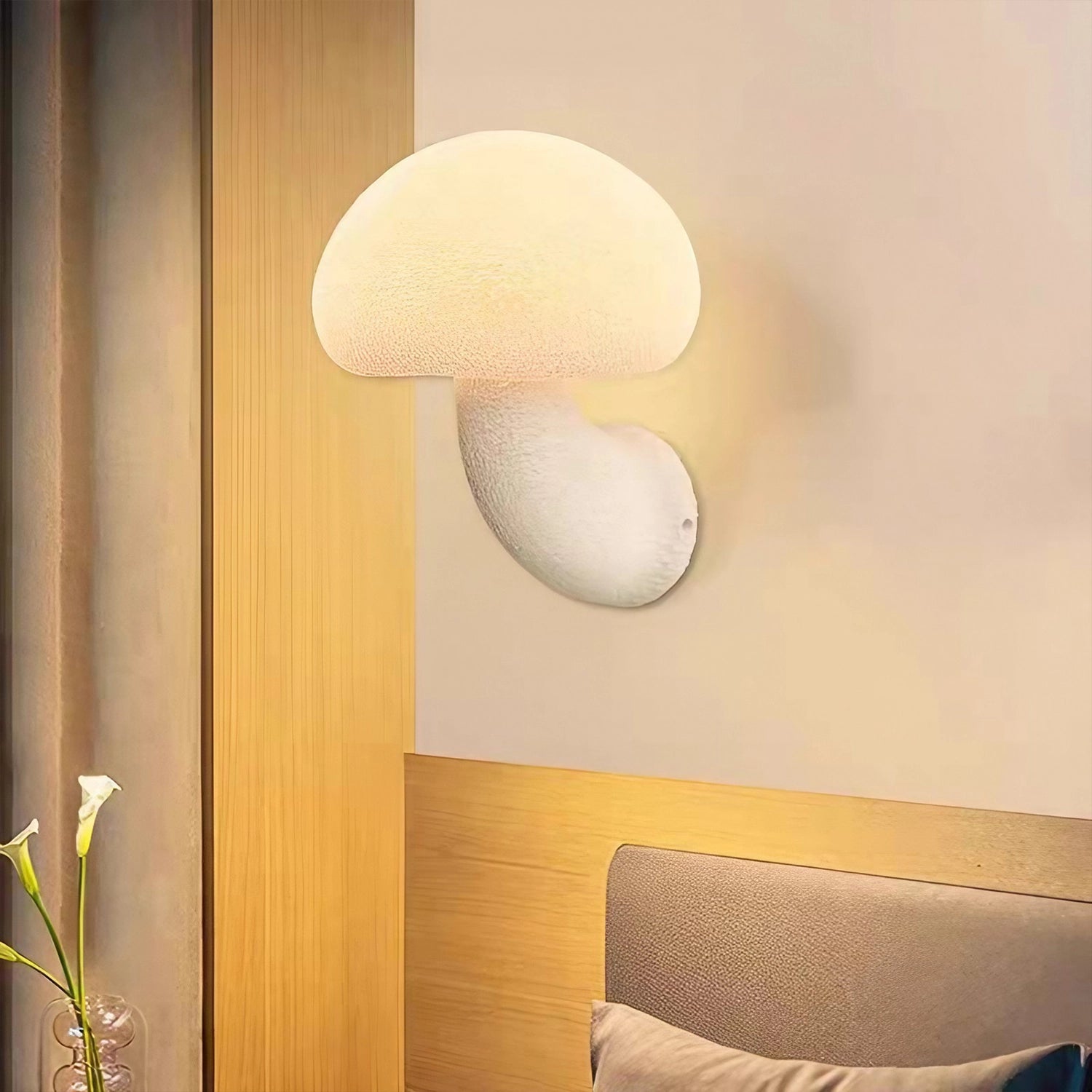 MushGlow Sculpted Resin Mushroom Wall Light