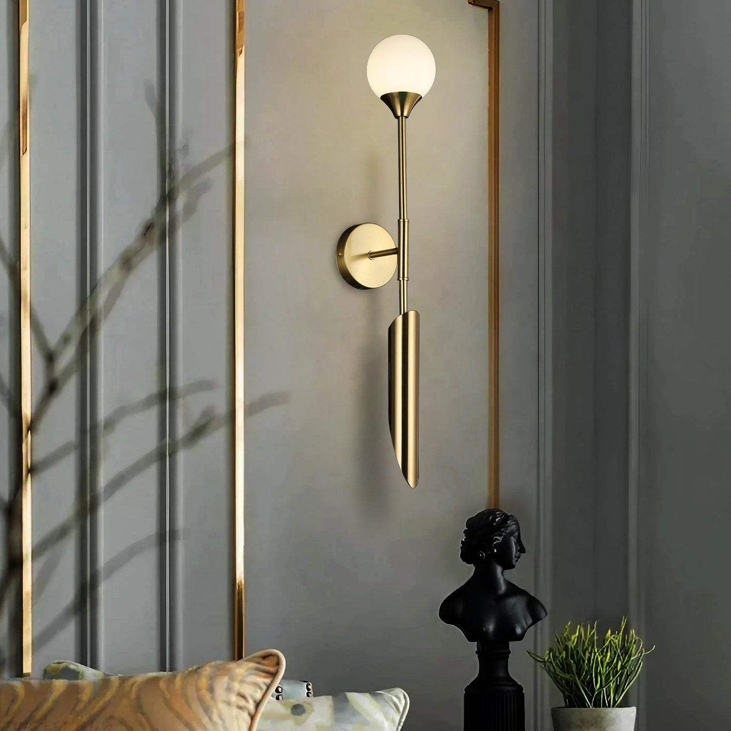 HelioSpear Brass Globe Wall Light