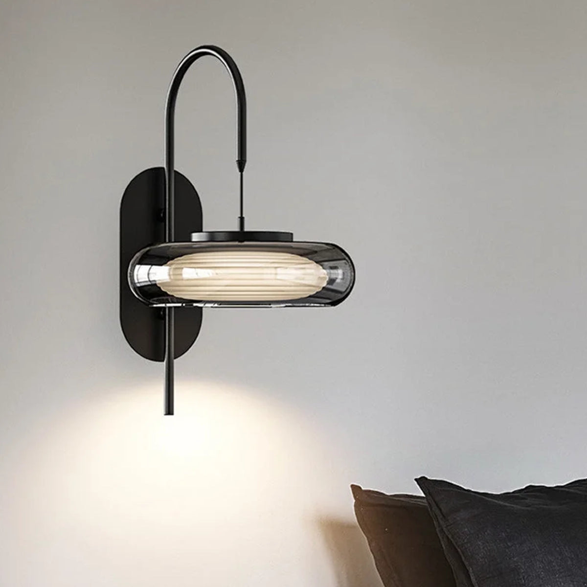 Aurora Arc Smoke Glass Wall Sconce