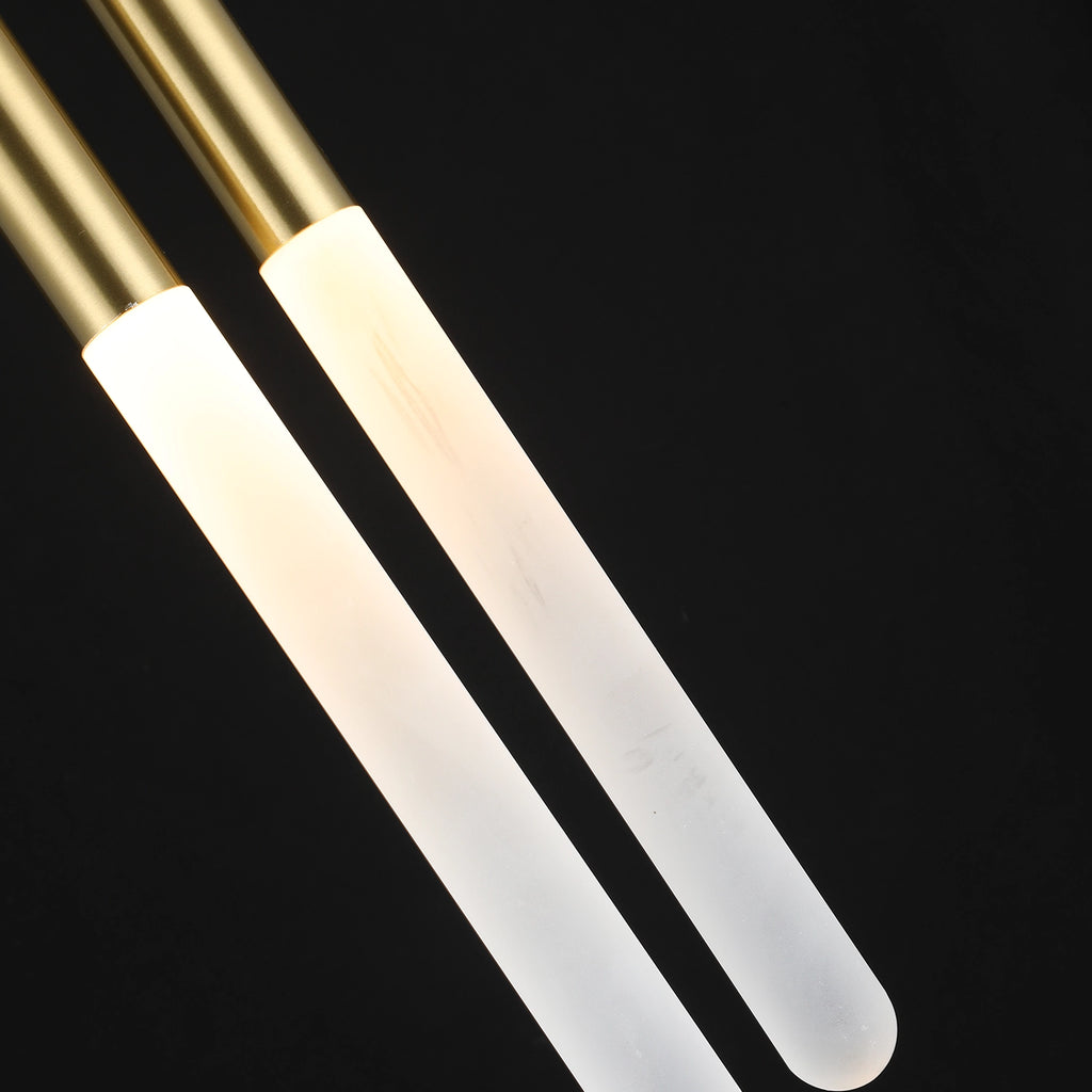 Modern Brass Gold Twin Tube Pendant Light