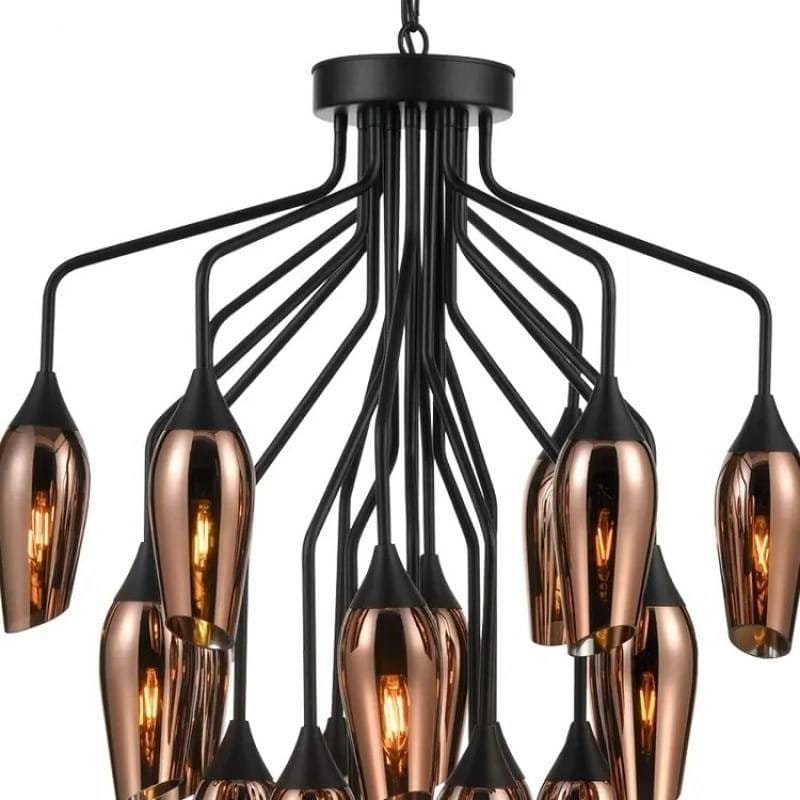 Regal Obsidian Glow (Warm Red) Glass Chandelier