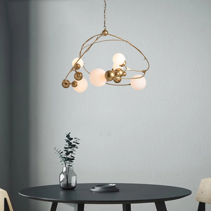 First Snow Curved Globe Glass Chandelier