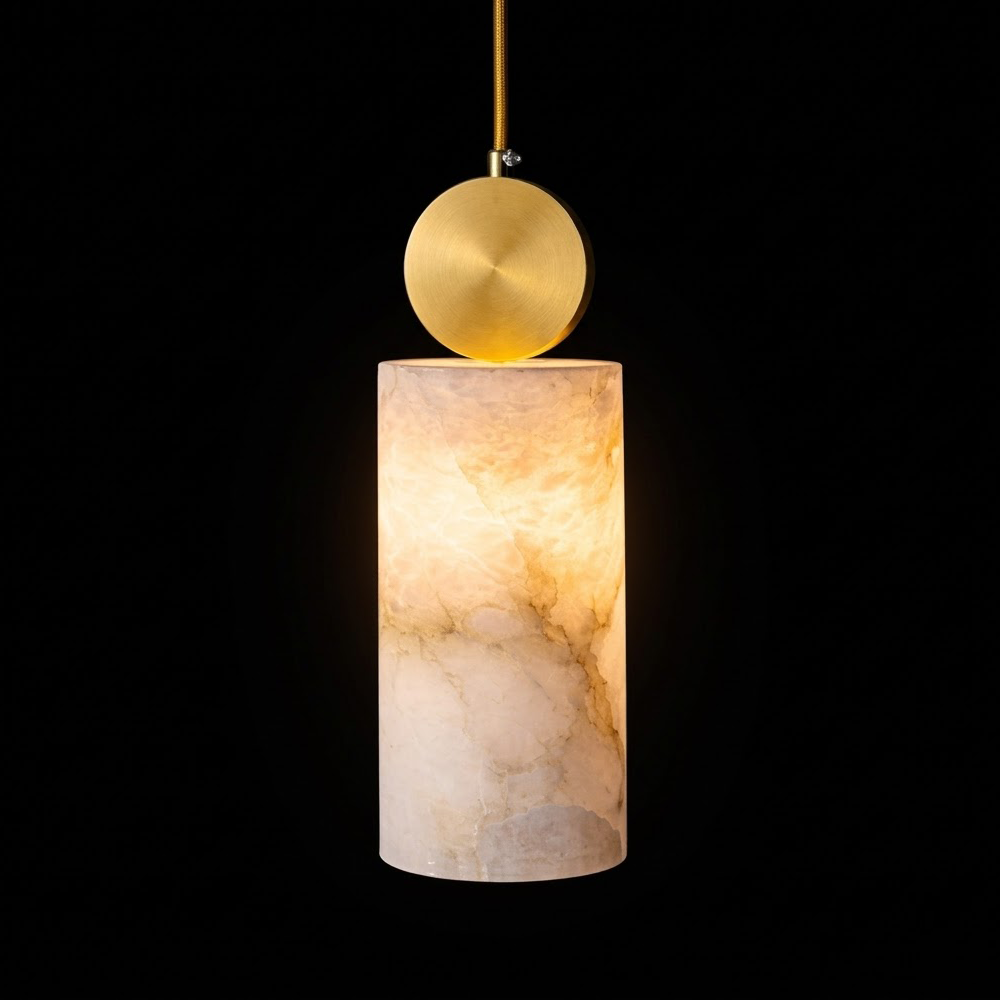 Veloria Marble Cylinder Pendant Light