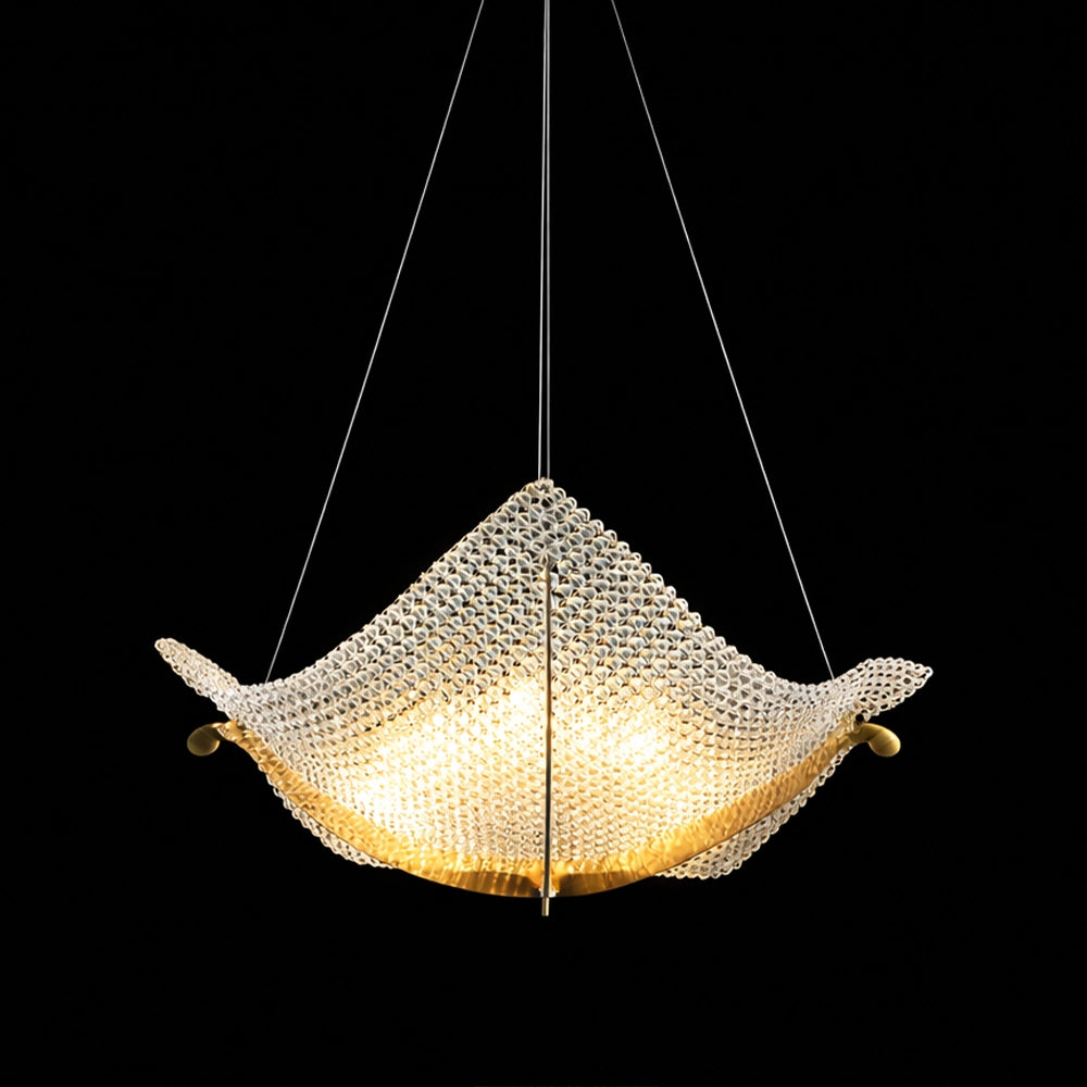 Woven Pearl Mesh Saucer Chandelier