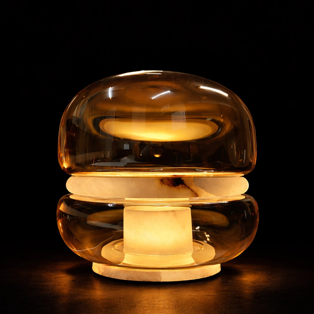 Haloform Amber Glass Marble Table Lamp