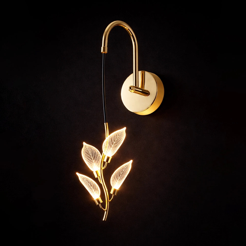 Aurora Vine Crystal Leaf LED Wall Sconce