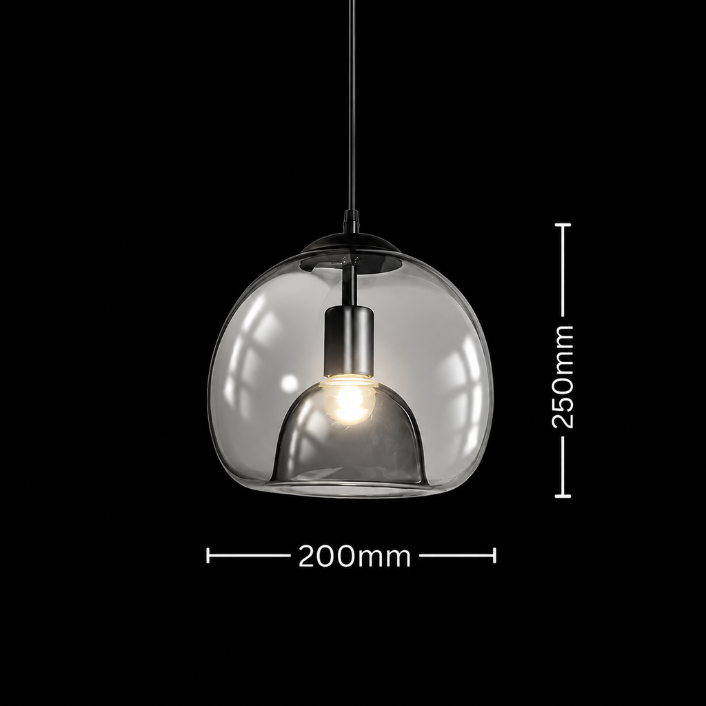 Modern Eres Smoked Glass Globe Pendant Light