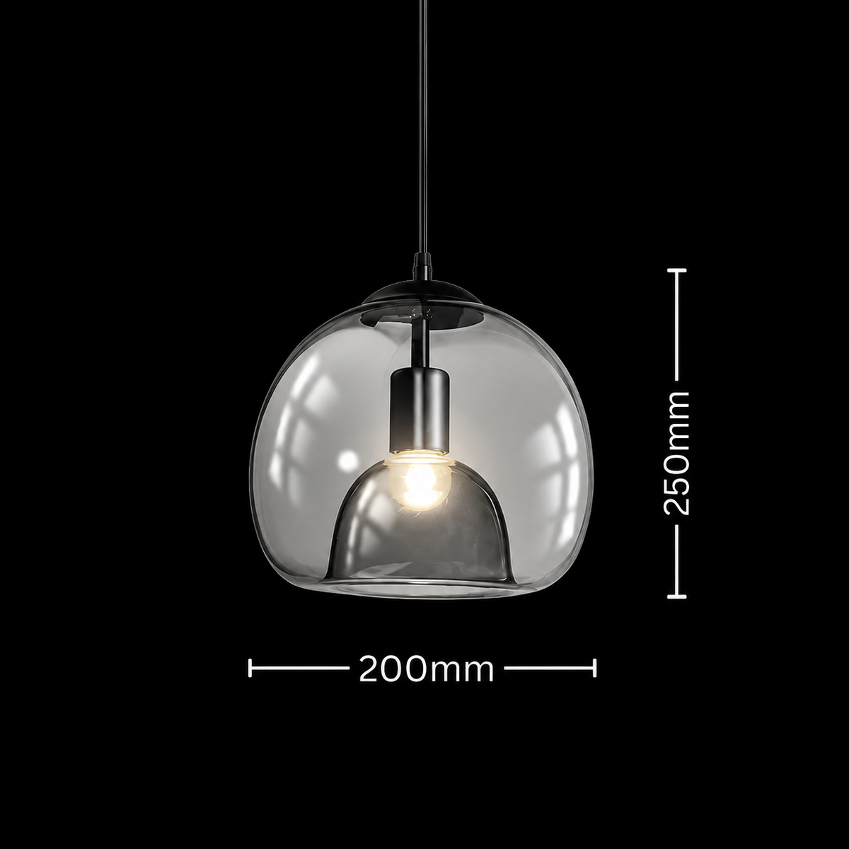 Modern Eres Smoked Glass Globe Pendant Light