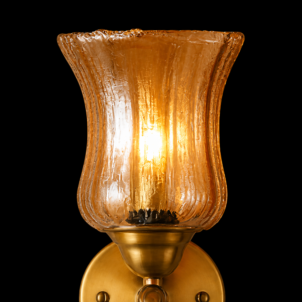 Vintage Amber Tulip Glass Wall Light