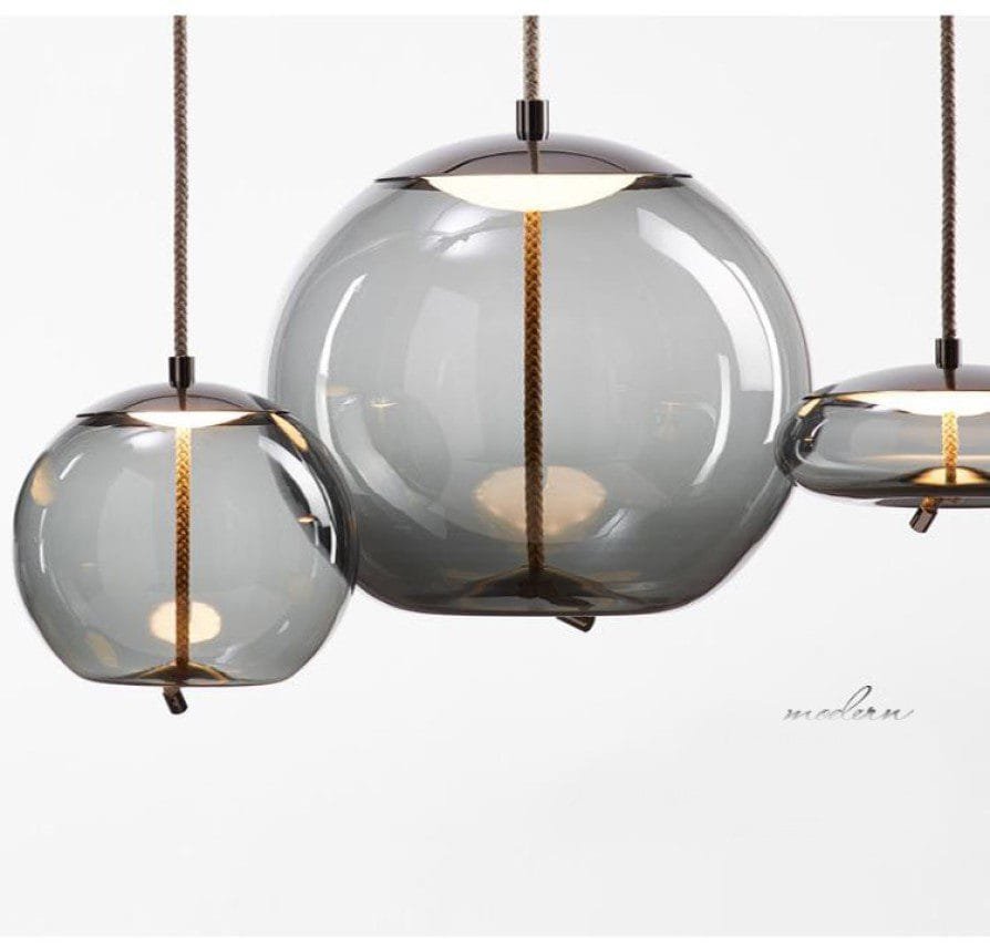 Aurorae Smoked Cluster-5 LED Glass Chandelier
