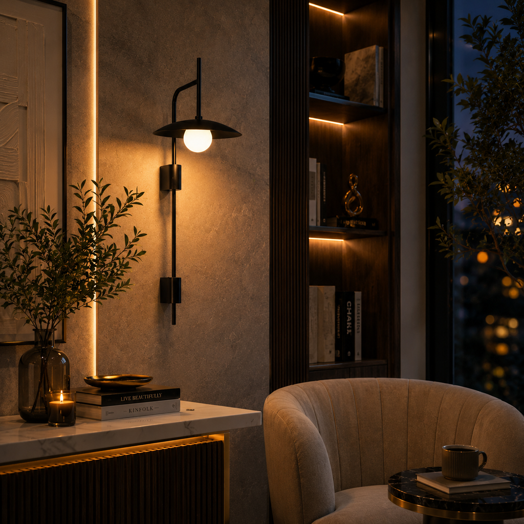 Modern Black Dome Wall Light