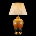 Modern Amber Ceramic Table Lamp with Pleated Fabric Shade
