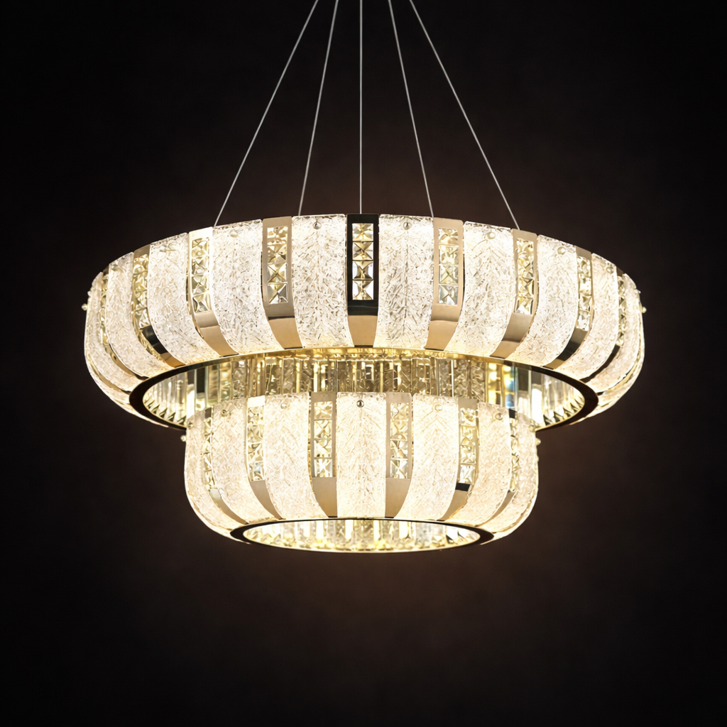Elite Gold Ring Crystal Chandelier