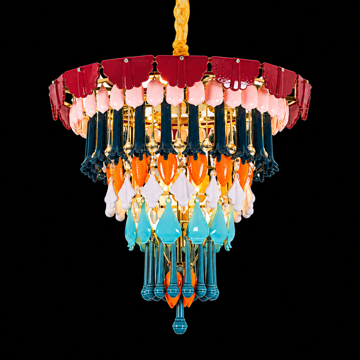 Luxury French Gold Multicolor Crystal Chandelier