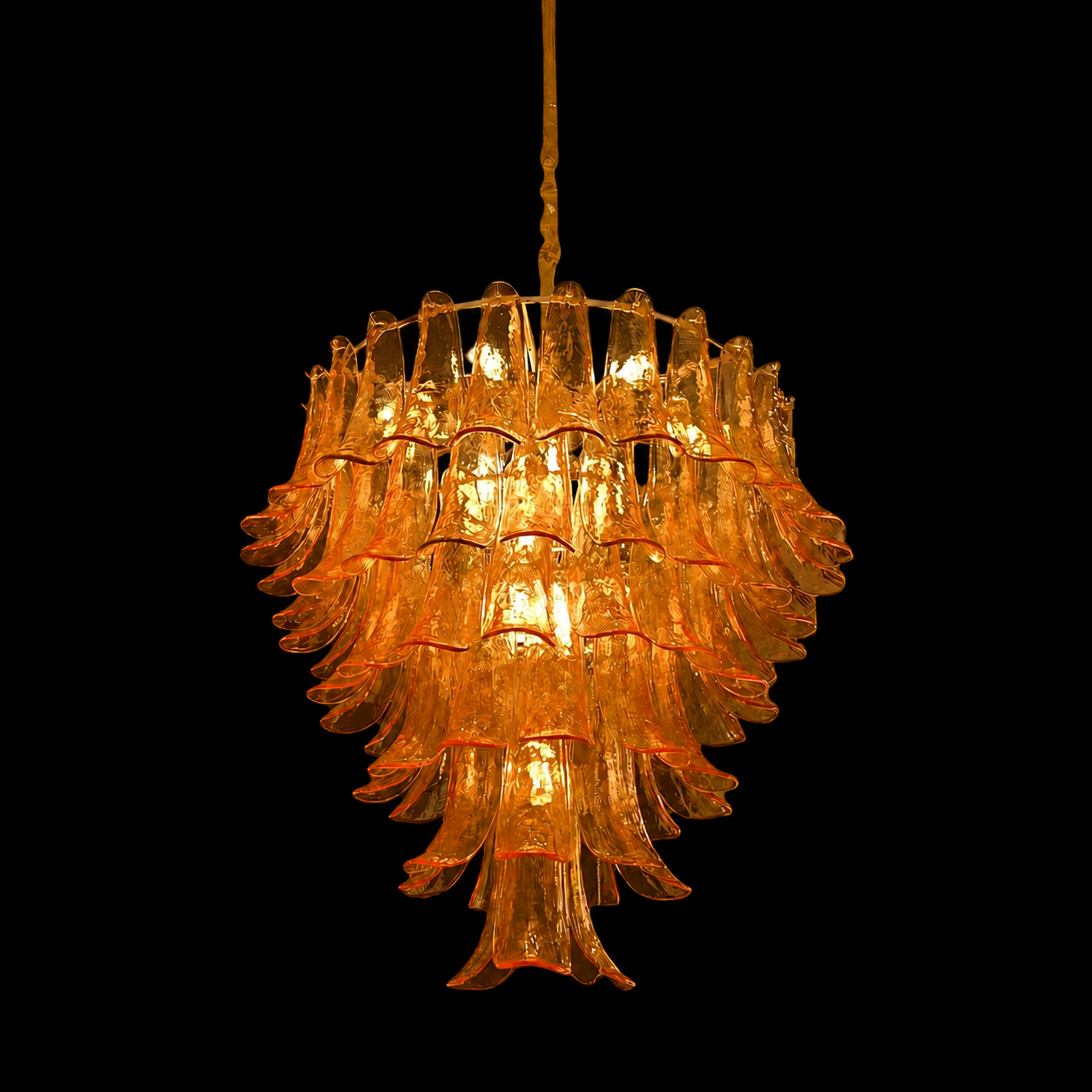 Modern Amber Art Glass Chandelier