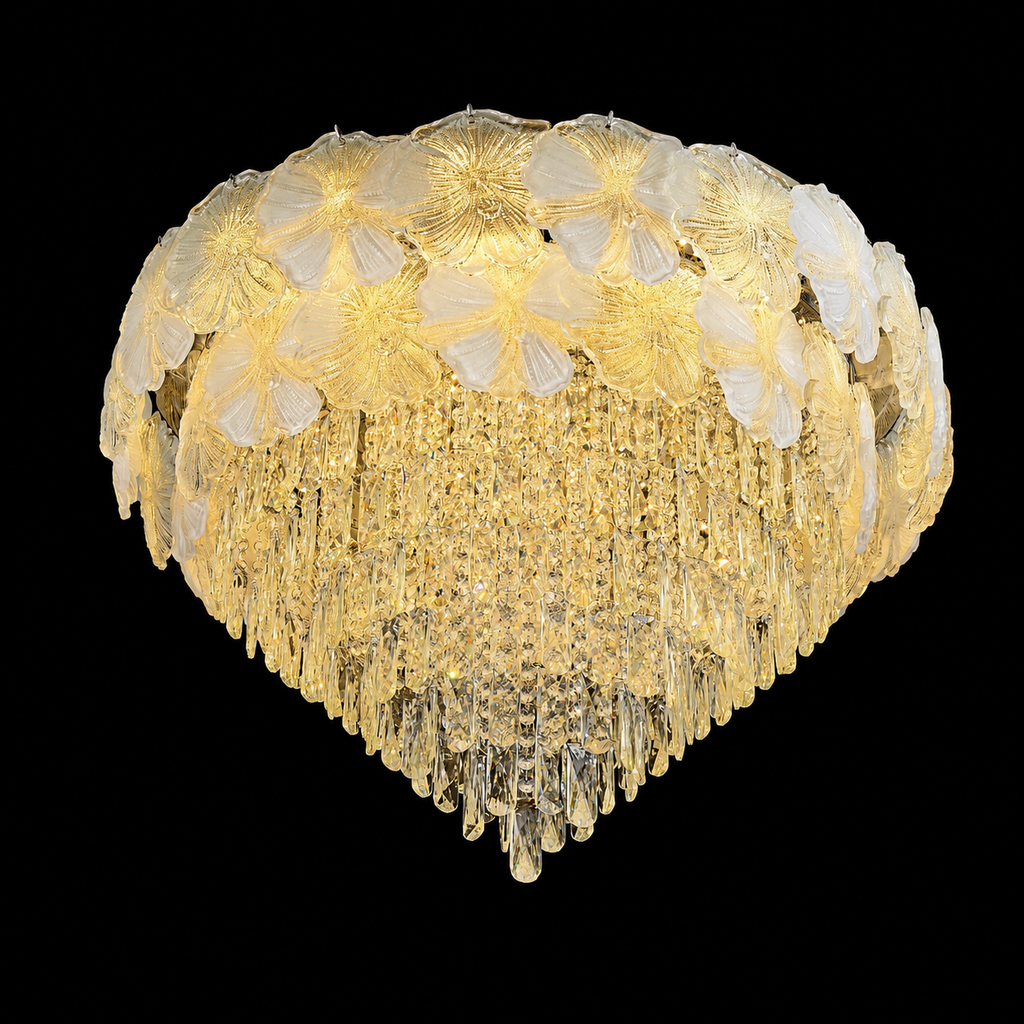 Celestia Cascade Crystal Flush Mount Chandelier