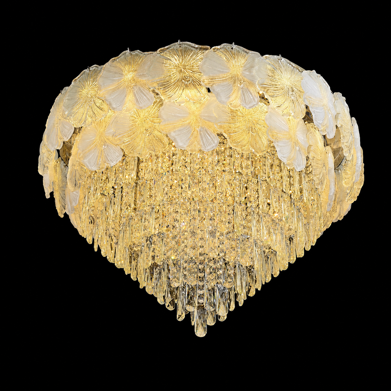 Celestia Cascade Crystal Flush Mount Chandelier