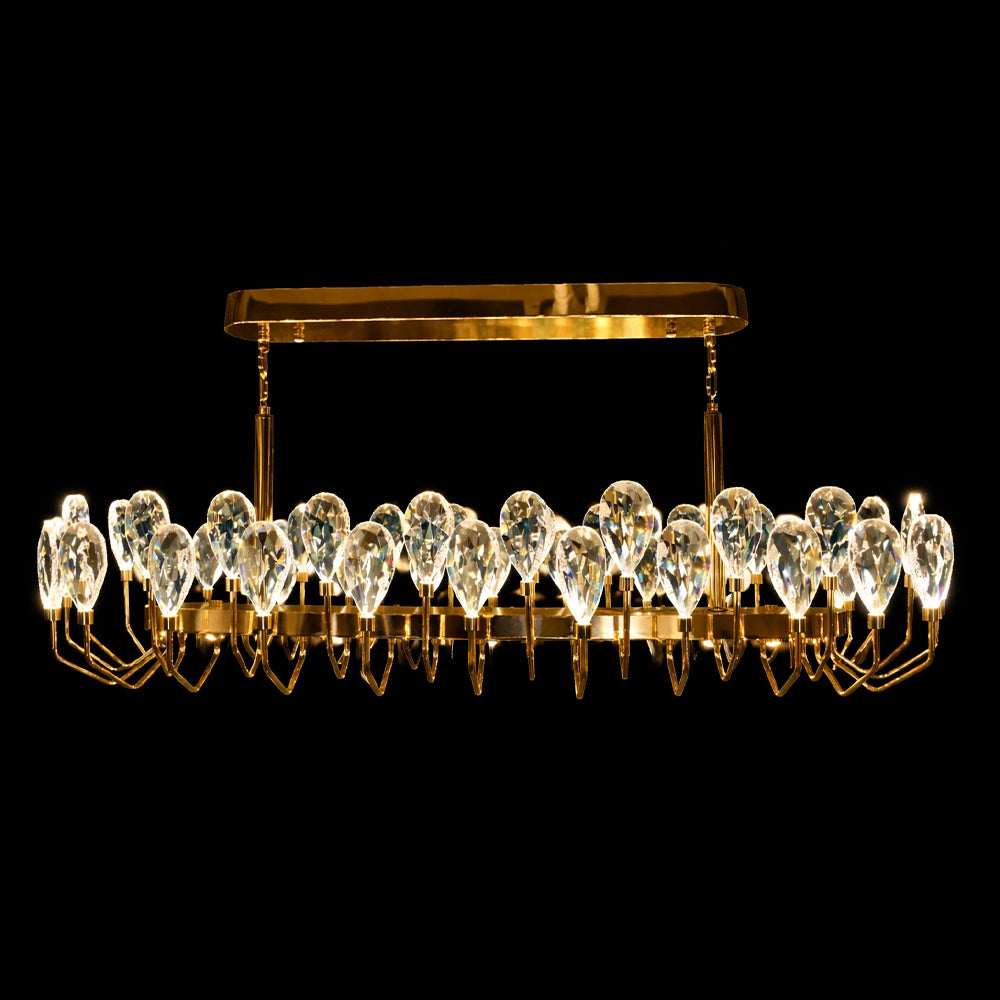 Braided Rope Teardrop Crystal Linear Chandelier