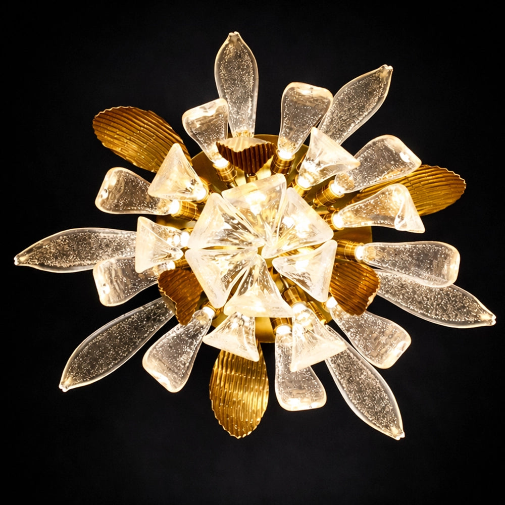Solara Bloom Crystal Petal Flush Mount Chandelier