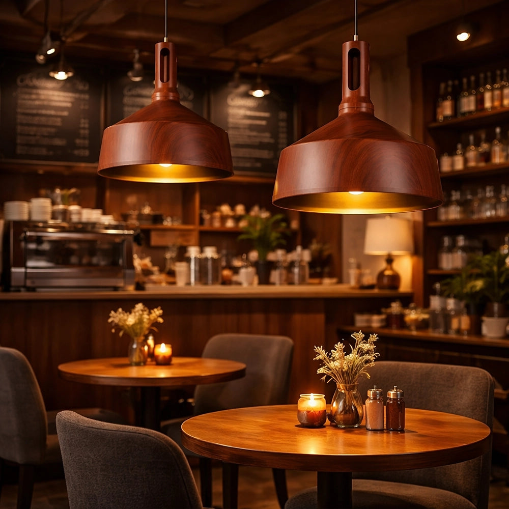 RusticCore Wood Finish Pendant Light