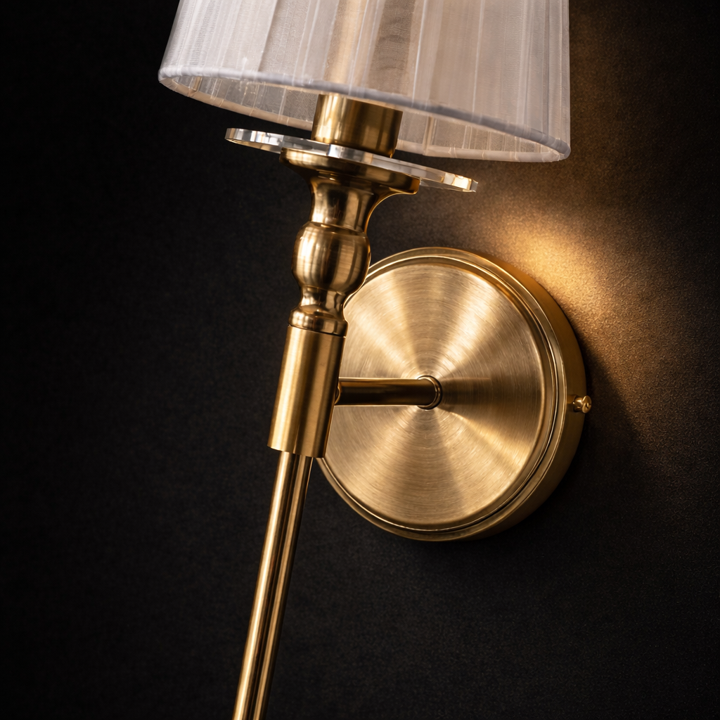 Luxury Gold Fabric Shade Wall Light