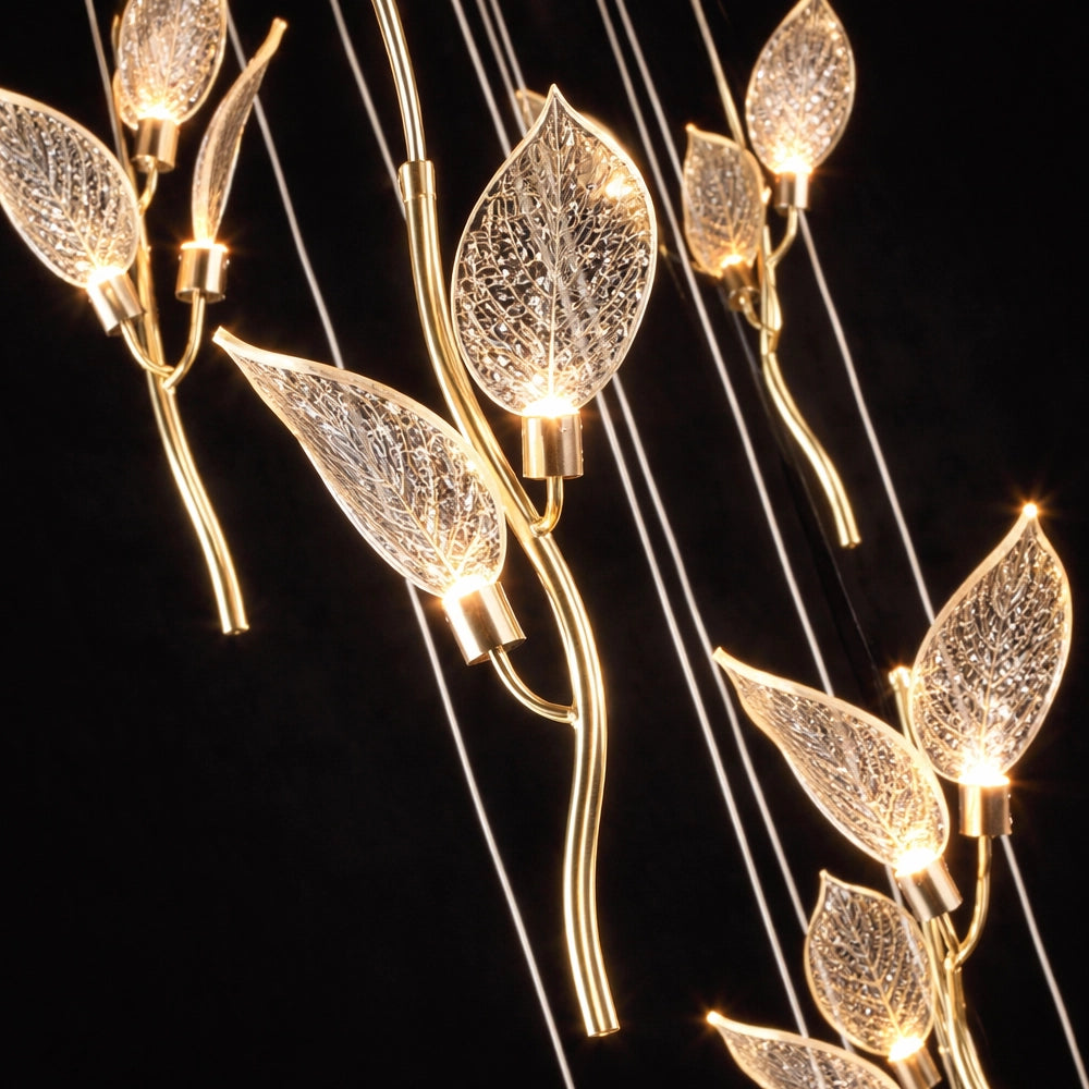 Aurora Gold 19 Leaf Cascade Chandelier