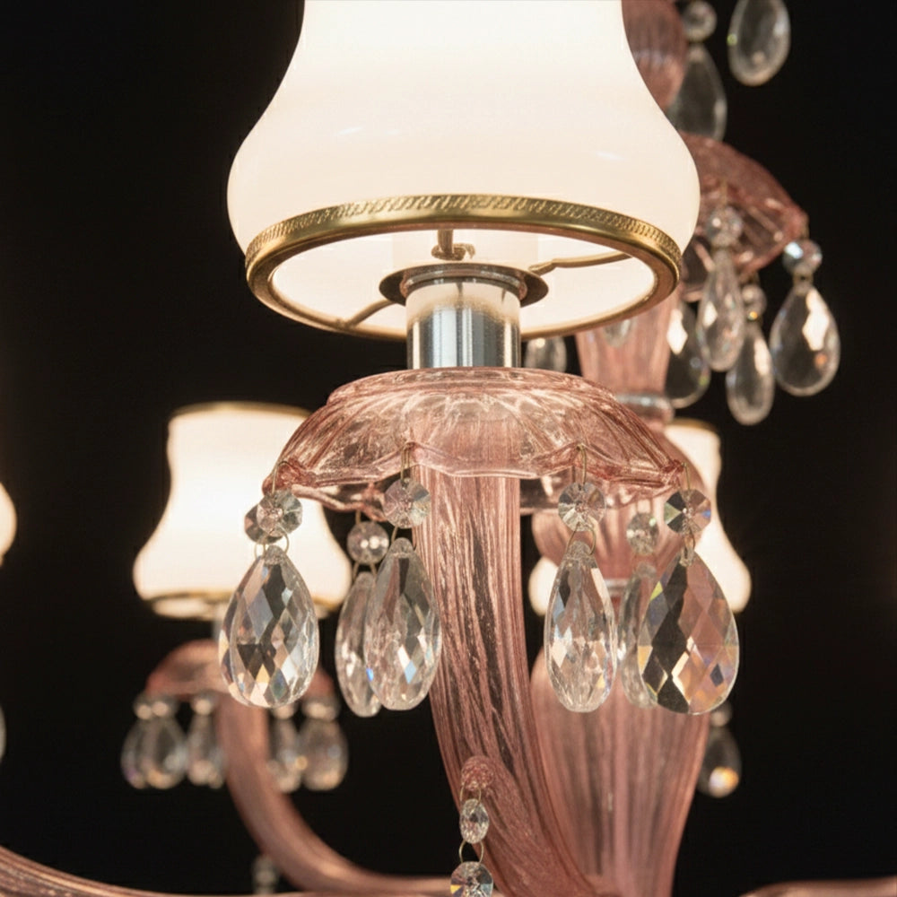 Blush Crystal Lampshade Chandelier