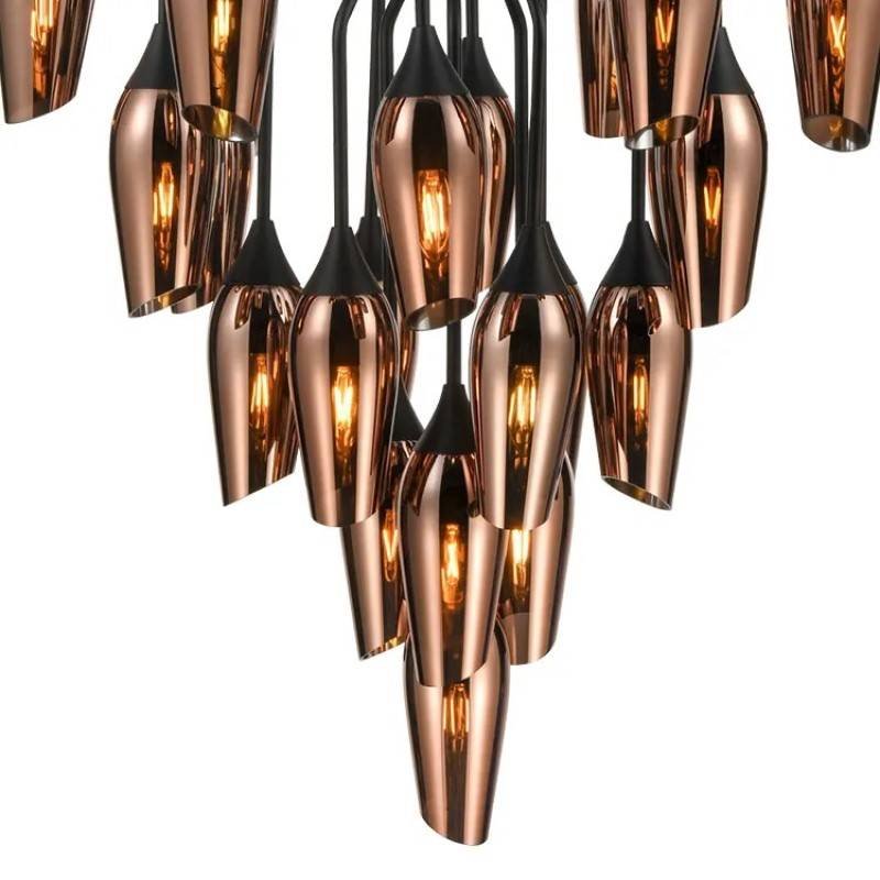 Regal Obsidian Glow (Warm Red) Glass Chandelier