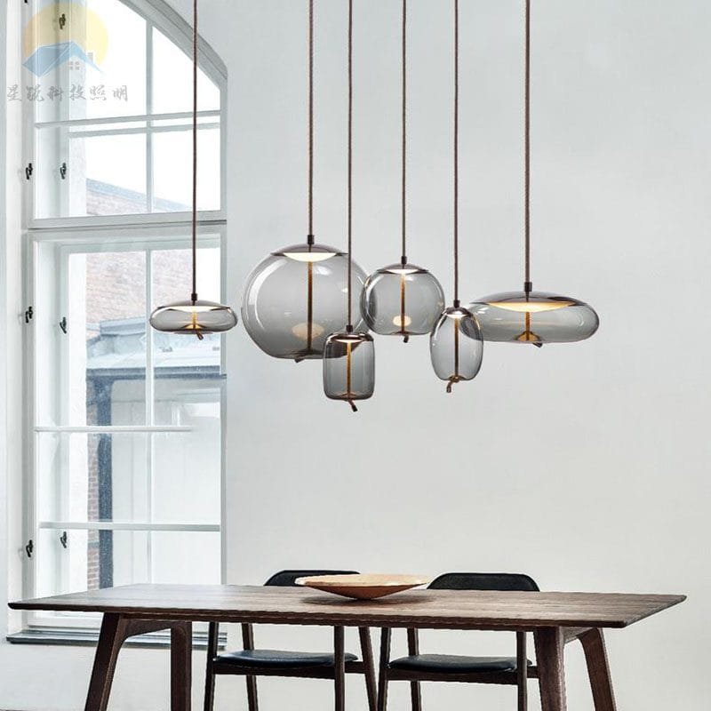 Aurorae Smoked Cluster-5 LED Glass Chandelier