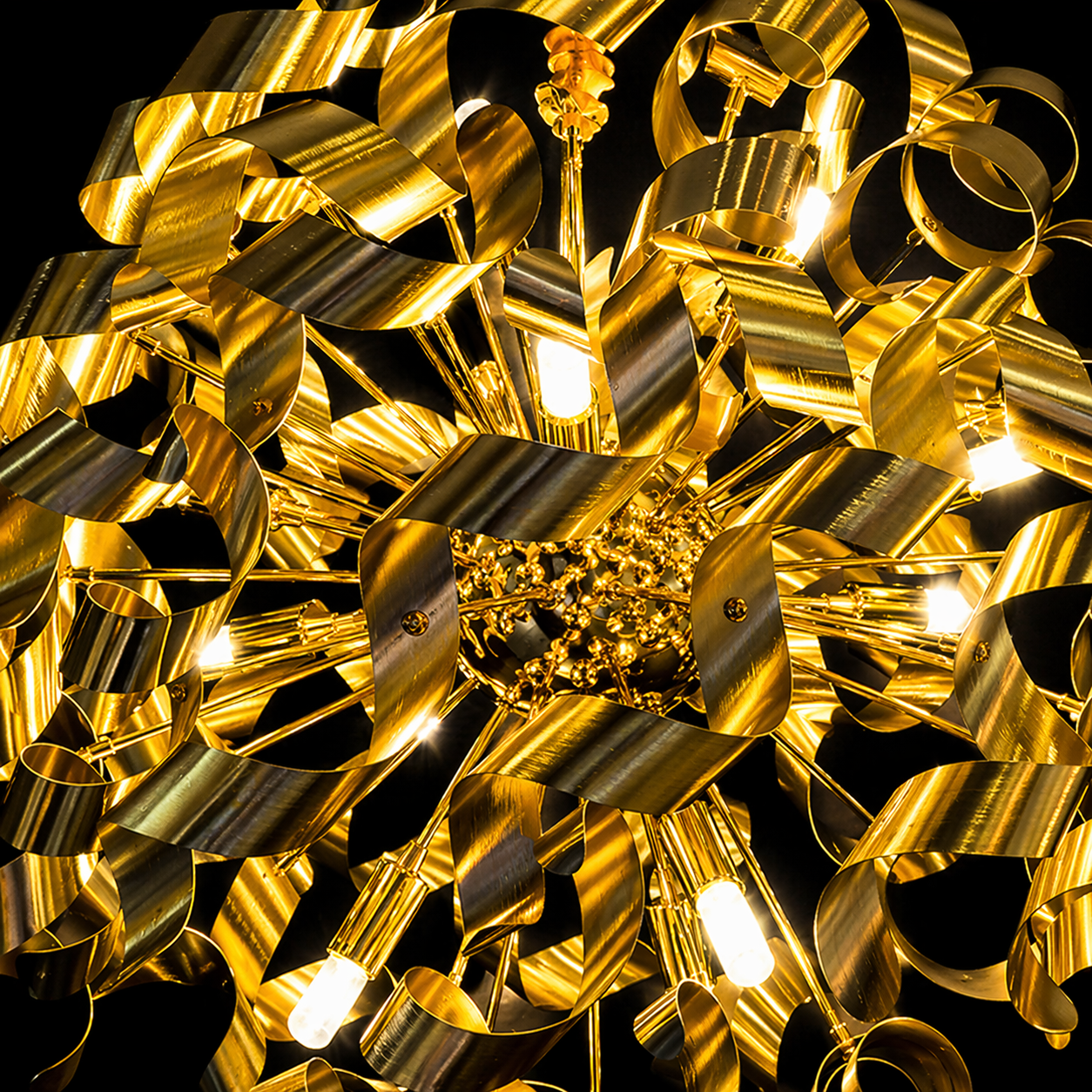 Braided Gold Ribbon Cascade Chandelier
