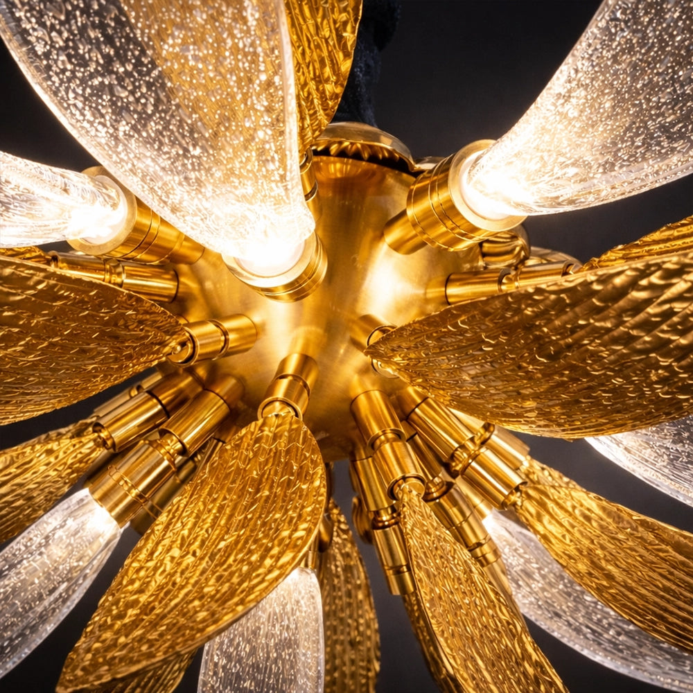 Aurelion Bloom Sculptural Glass & Gold Chandelier