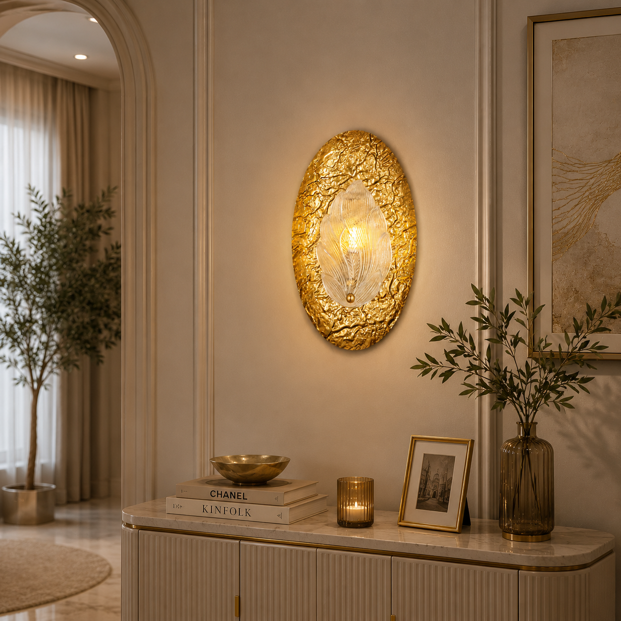 Aura Foliage - Luxury Gold Leaf Wall Sconce