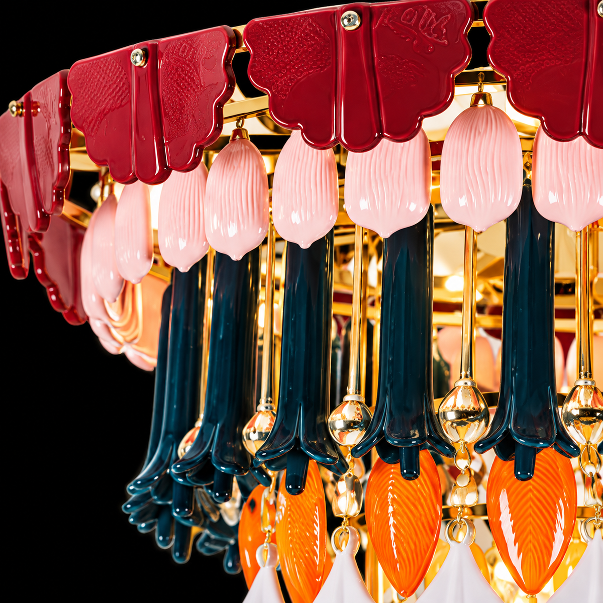 Luxury French Gold Multicolor Crystal Chandelier