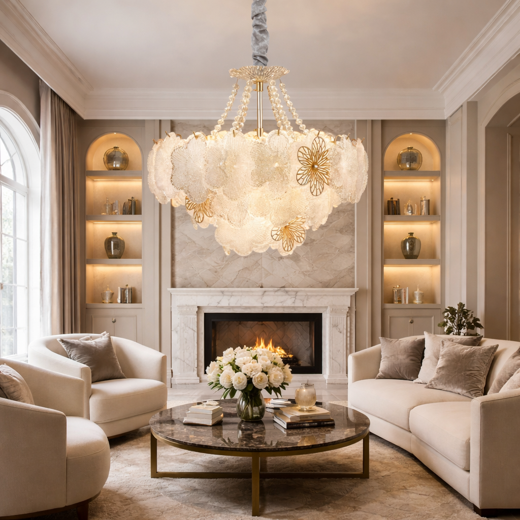 Pearl Petal Crystal Chandelier