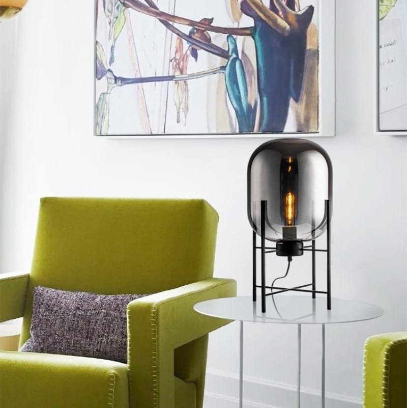 Slate Smoke Glass Table Lamp