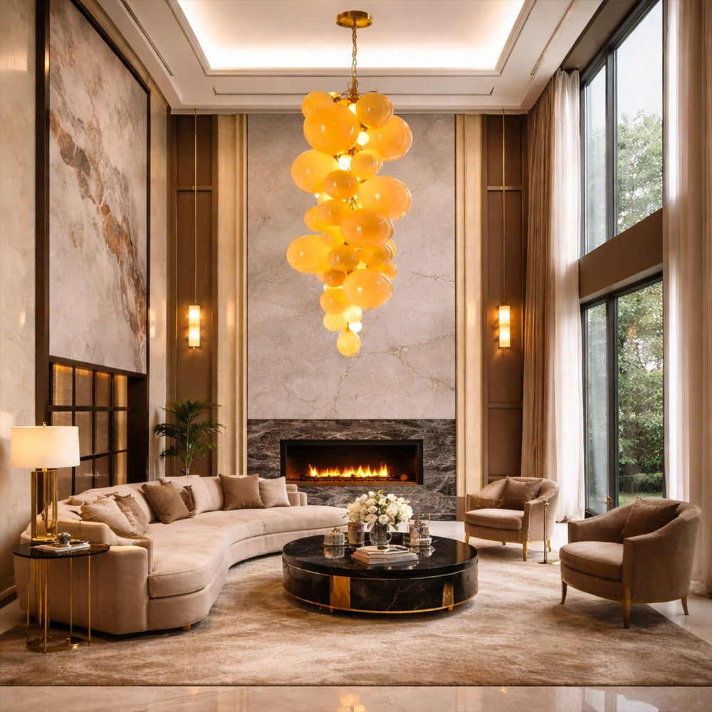 Amber Bubble Grape Cluster Chandelier