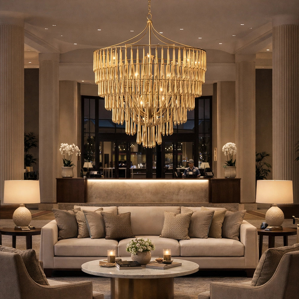 Aurevane LatticeDrop Gold Chandelier