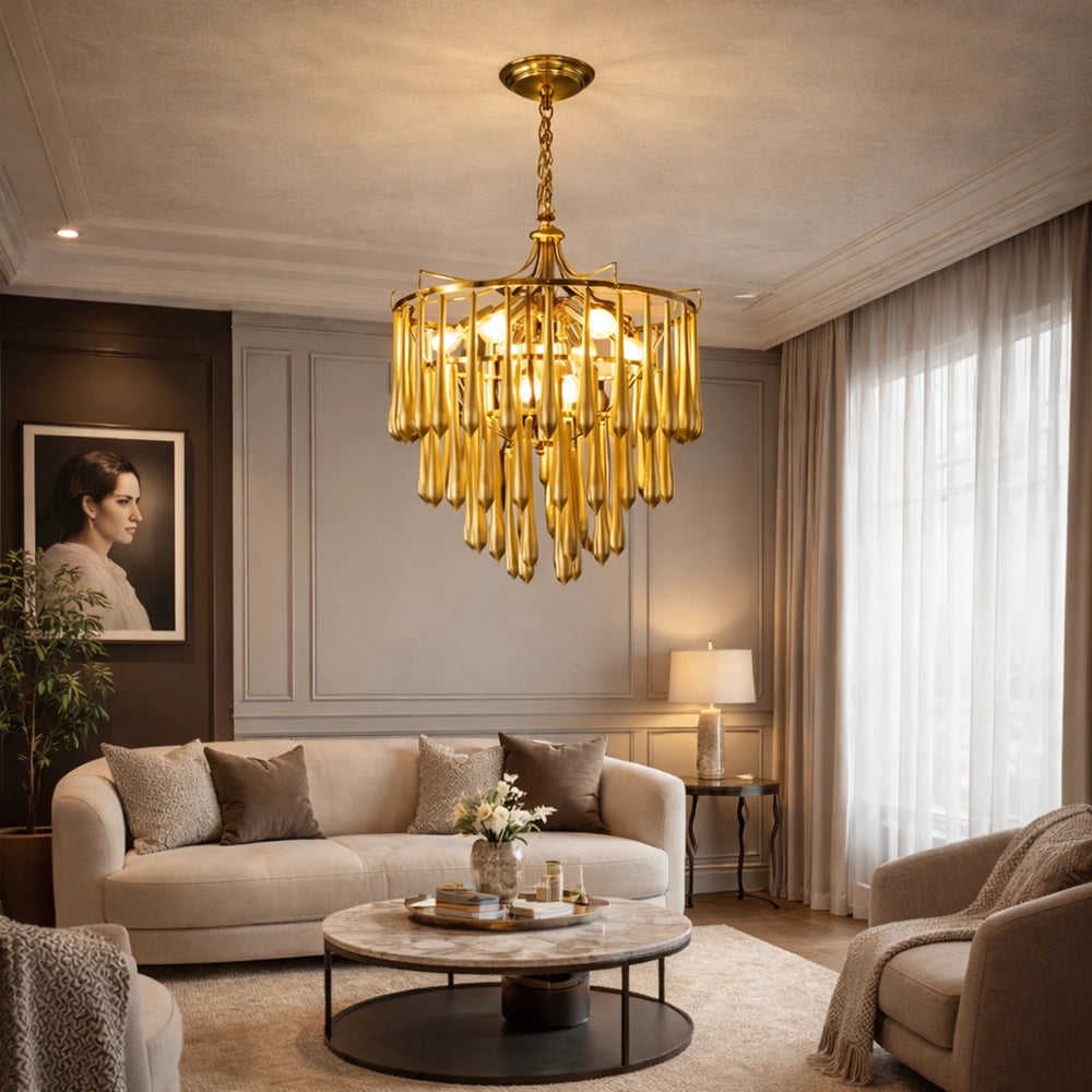 Zyrelith CrownDrop Gold Chandelier