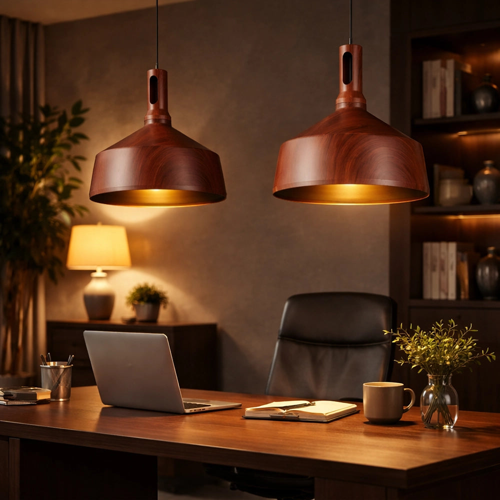 RusticCore Wood Finish Pendant Light