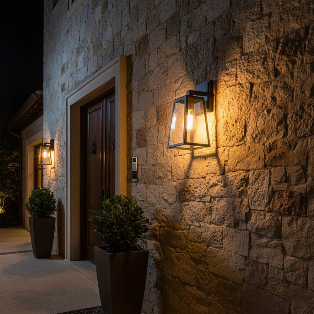 Sleek Black Geometric Outdoor Wall Lantern