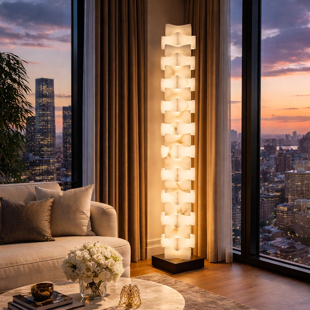 Stratavine Sculptural Marble Floor Lamp