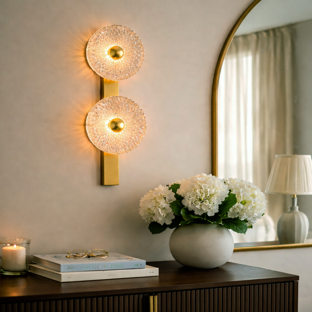 Celestia Duo Textured Glass Wall Light