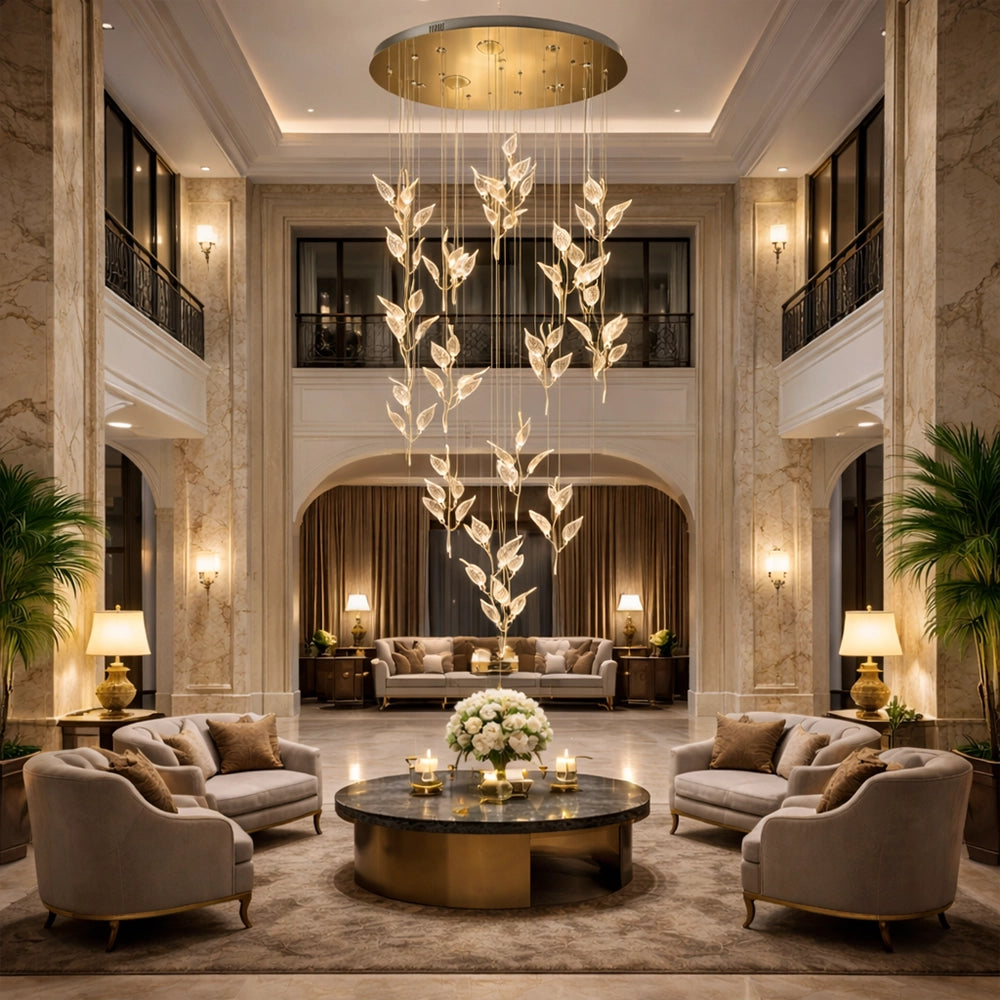 Aurora Gold 19 Leaf Cascade Chandelier