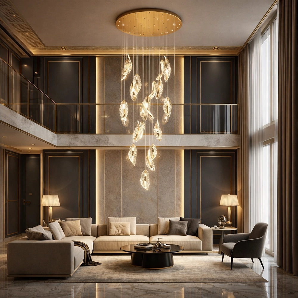 Luxury Golden Leaf Cascade Chandelier