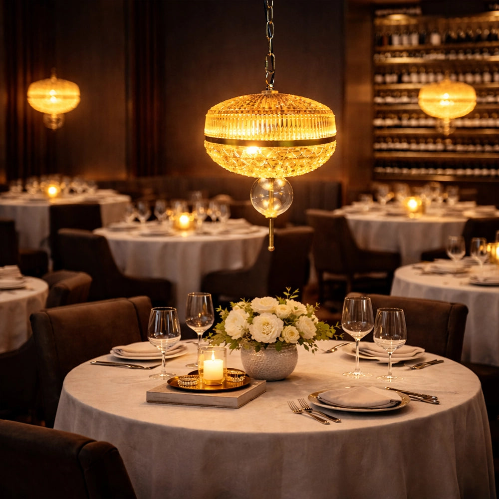 Amber Facet Orb Pendant Light