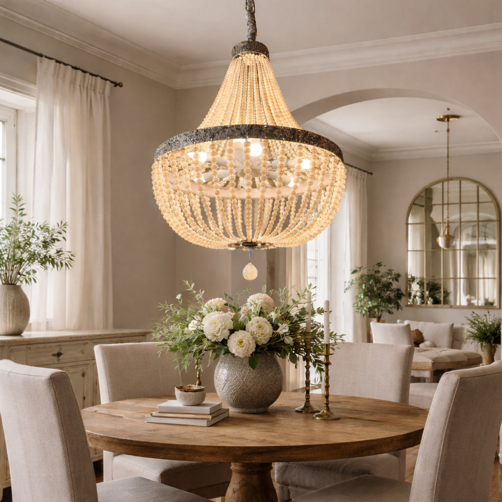 Antique Beaded Cone Chandelier