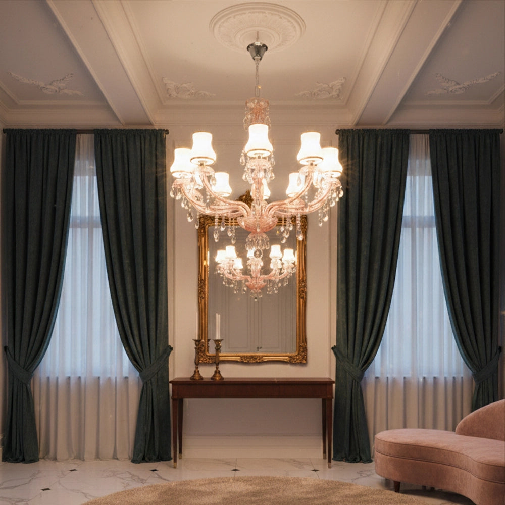 Blush Crystal Lampshade Chandelier